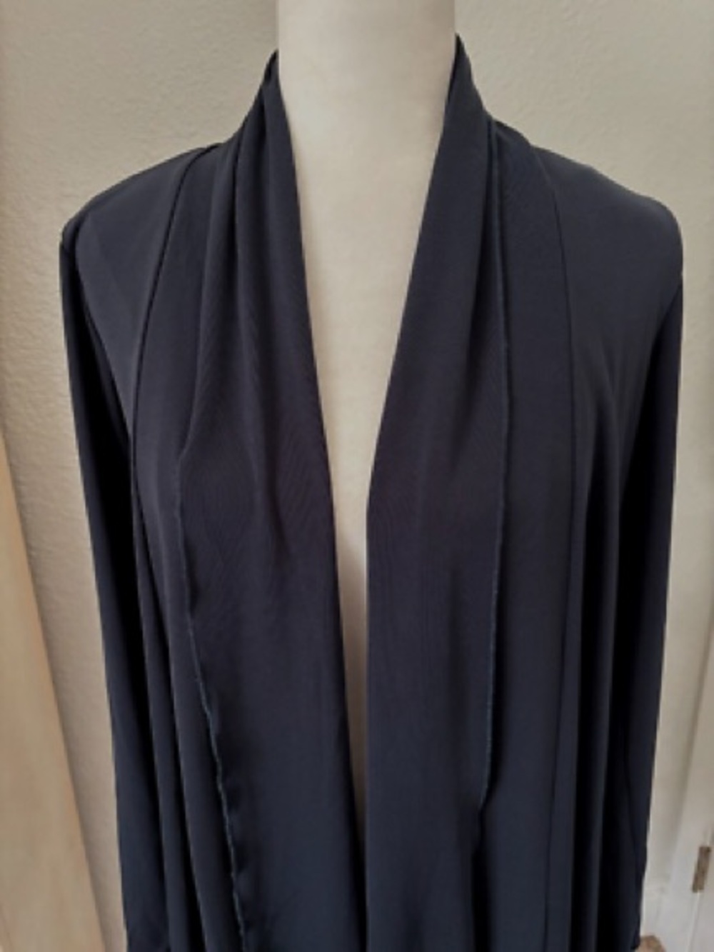 CAbi Black Draped Shawl-Collar Duster